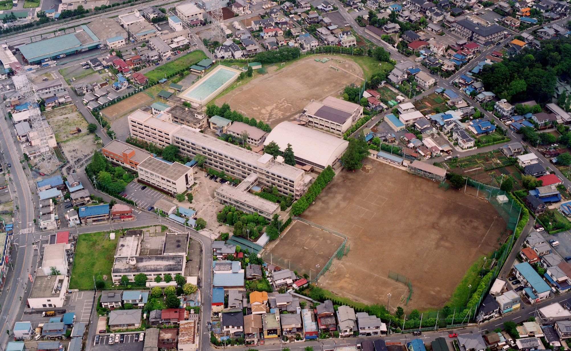 校舎空撮写真1955年〜1999年