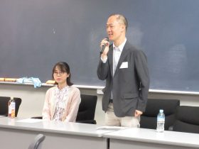 講師としてお招きした金秀俊（キムスジュン）棋士と大森らん女流棋士
